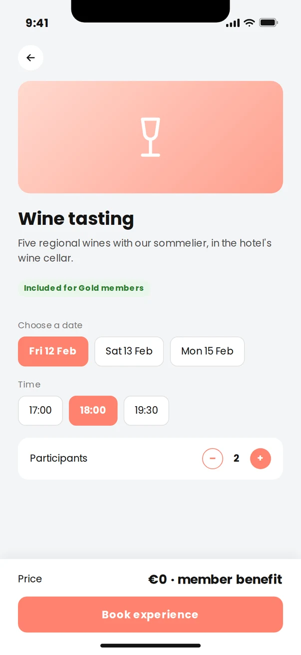 Booking a wine tasting with time slots