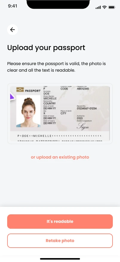 Passport scan during check-in